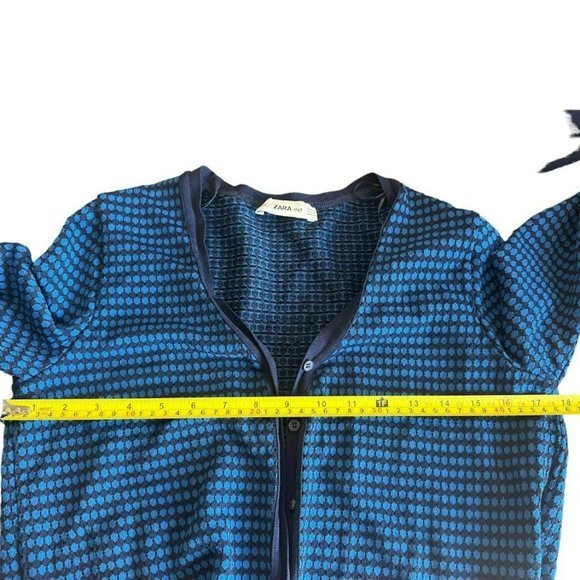 Zara Knit Blue Polka Dot Long‎ Cardigan Womens S - Picture 3 of 4